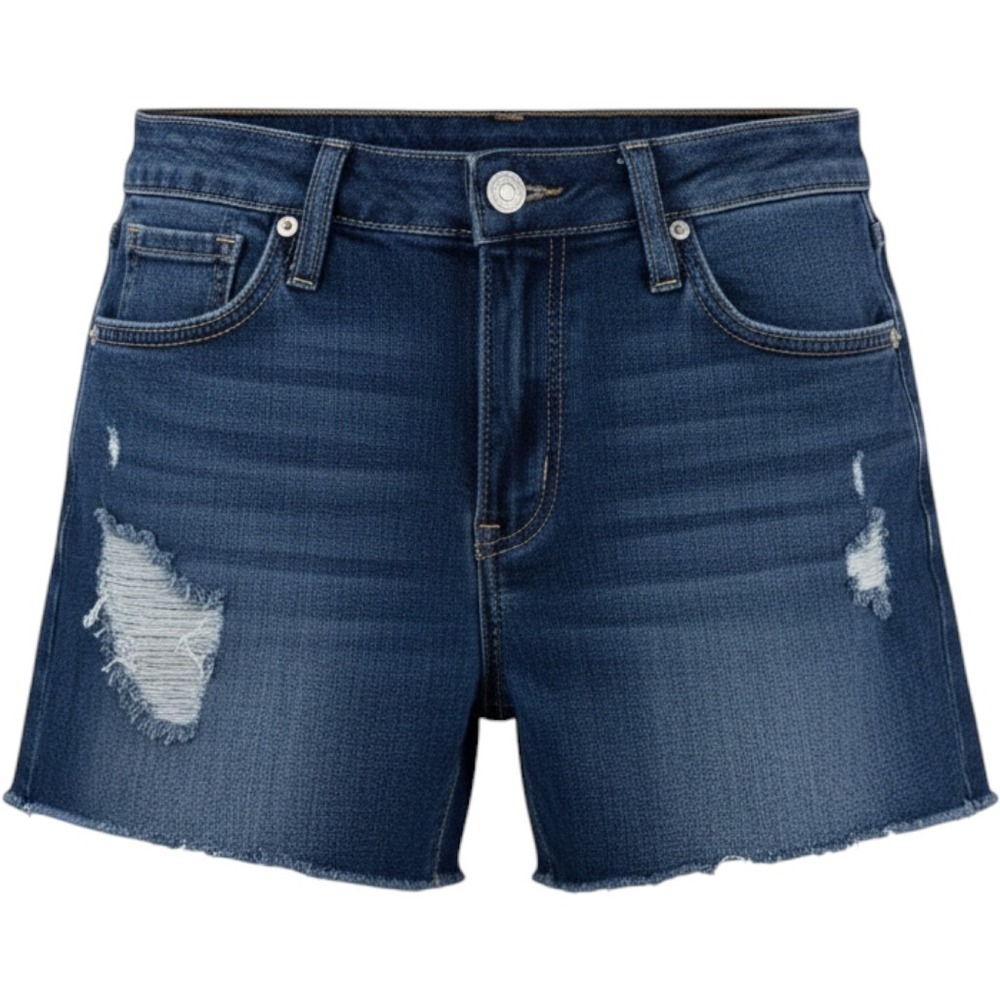 Just Black Denim Shorts Womens 26 Blue Excellent Distressed Raw Hem Made in USA - Picture 1 of 6
